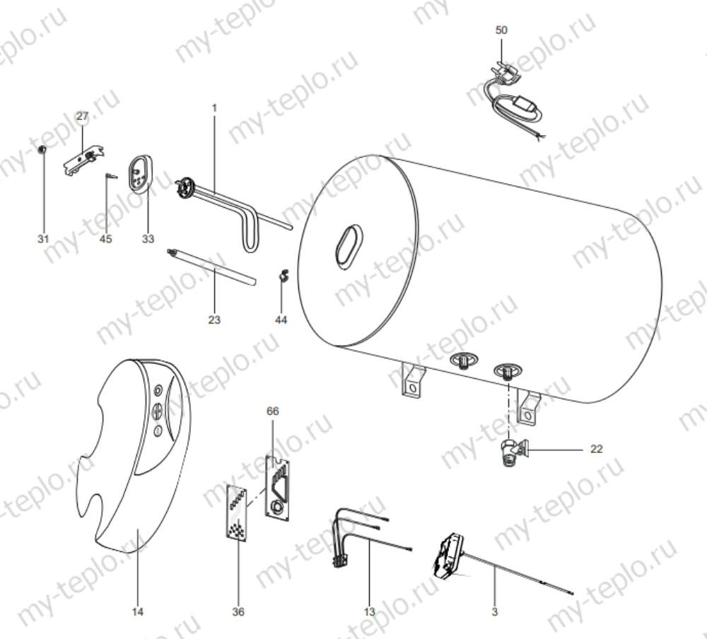 Запчасти для Ariston ABS PRO ECO 65 H SLIM: схема Запчасти Ariston ABS PRO ECO 65 H SLIM купить в Ставрополе